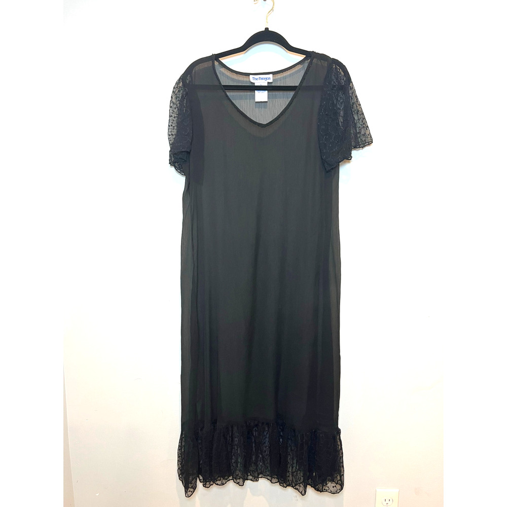 Vintage 80s/90s The Paragon Sheer Lace‎ Dress Lace Beading Frill Emo Grunge Punk